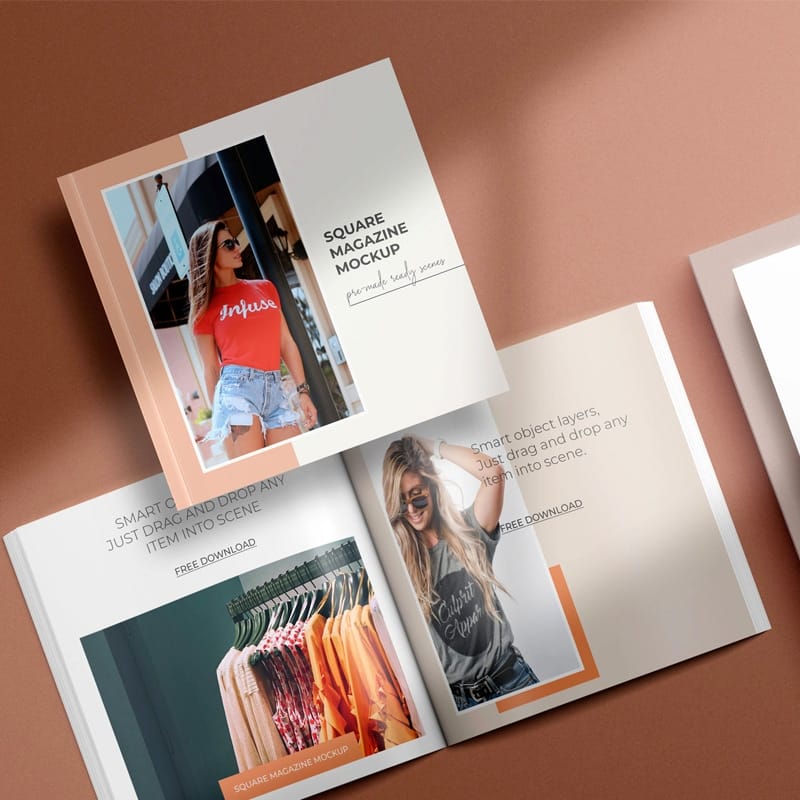 Square Magazine PSD Mockup Set