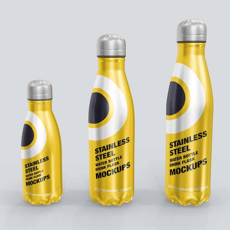 Stainless Steel Water Bottle Mockups