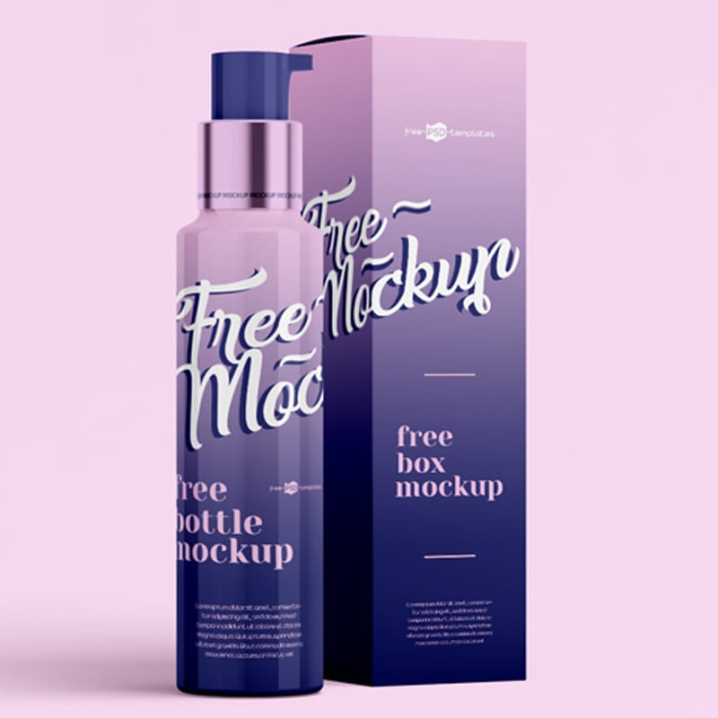 2 Free Bottle and Box Mockups