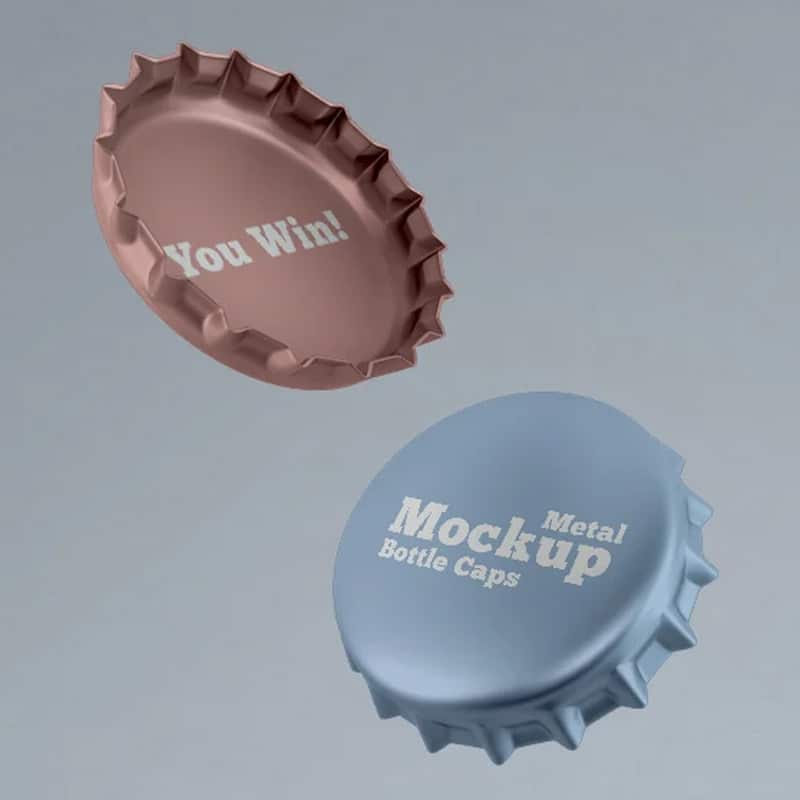 2 Free Metal Bottle Caps Mock-ups in PSD