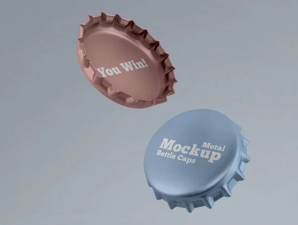 2 Free Metal Bottle Caps Mock-ups in PSD