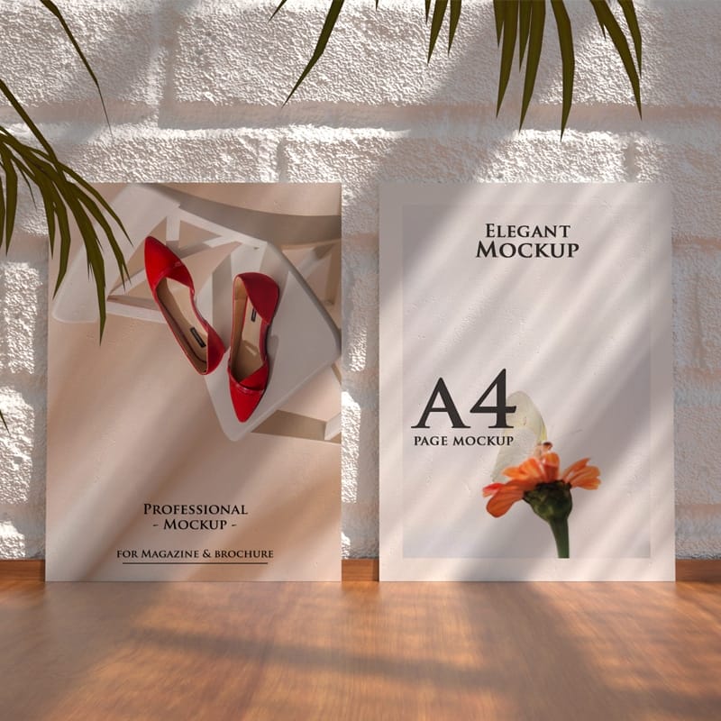 A4 Flyer Realistic Scene Free Mockup