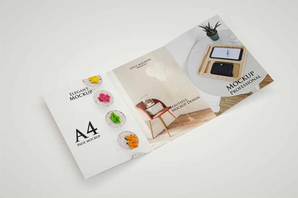 A4 Tri-Fold Brochore Free Mockup PSD