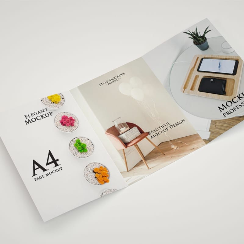 A4 Tri-Fold Brochure Free Mockup PSD