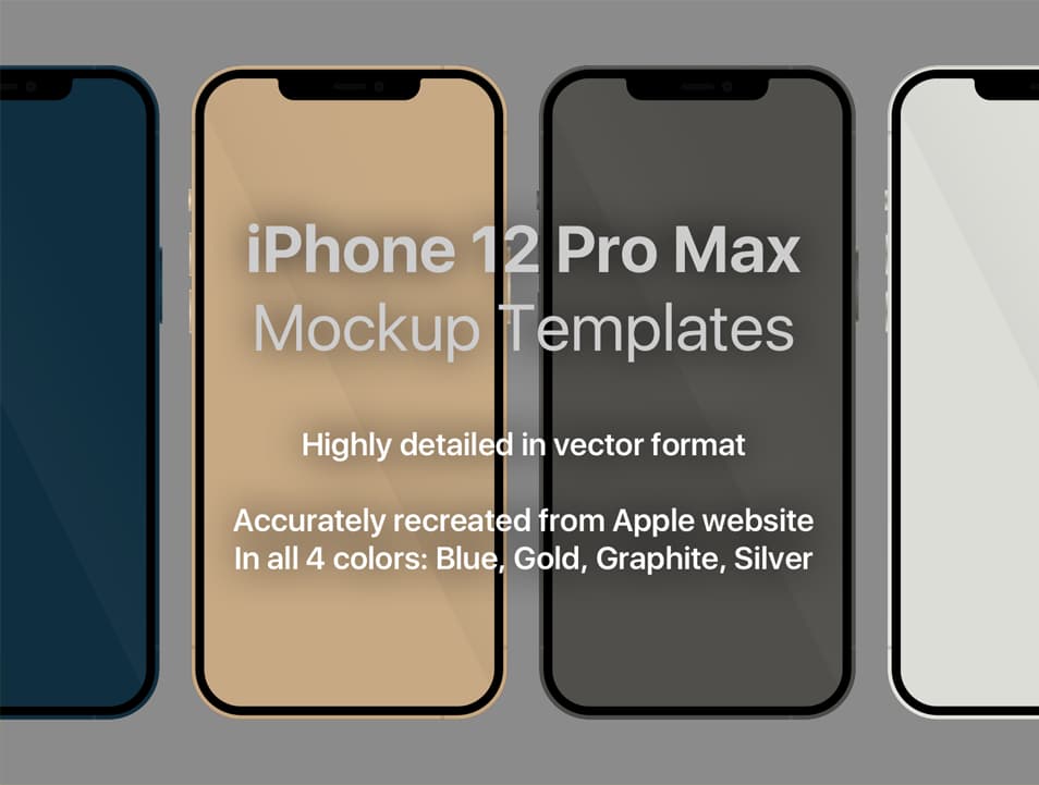 Apple iPhone 12 Pro Max Vector Sketch Mockup Template