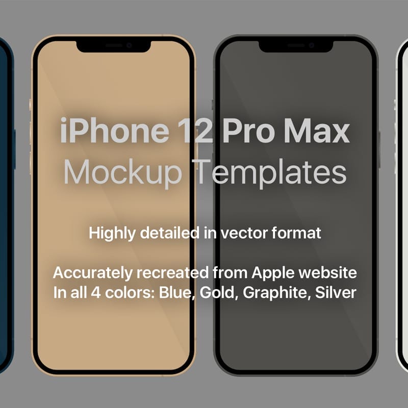 Apple iPhone 12 Pro Max Vector Sketch Mockup Template