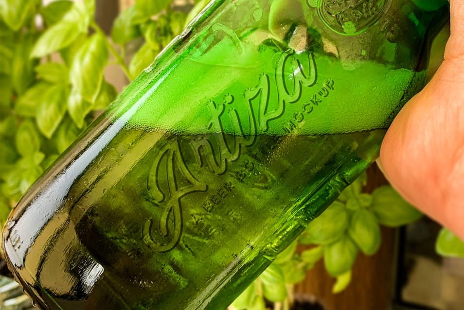 Beer Bottle Free Realistic Logo Mockup