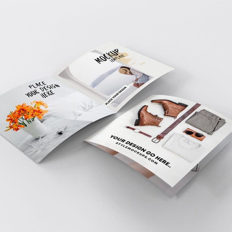 Bi-Fold Square Brochure Free Mockup