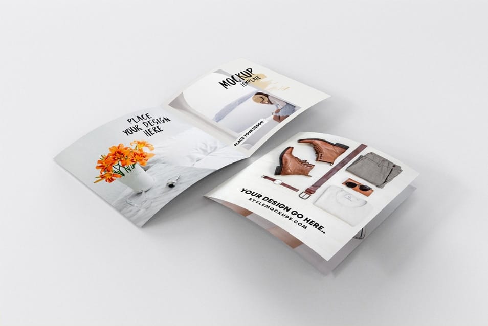 Bi-Fold Square Brochure Free Mockup