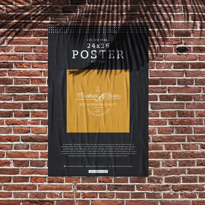 Bricks Wall 24×36 Poster Mockup » CSS Author