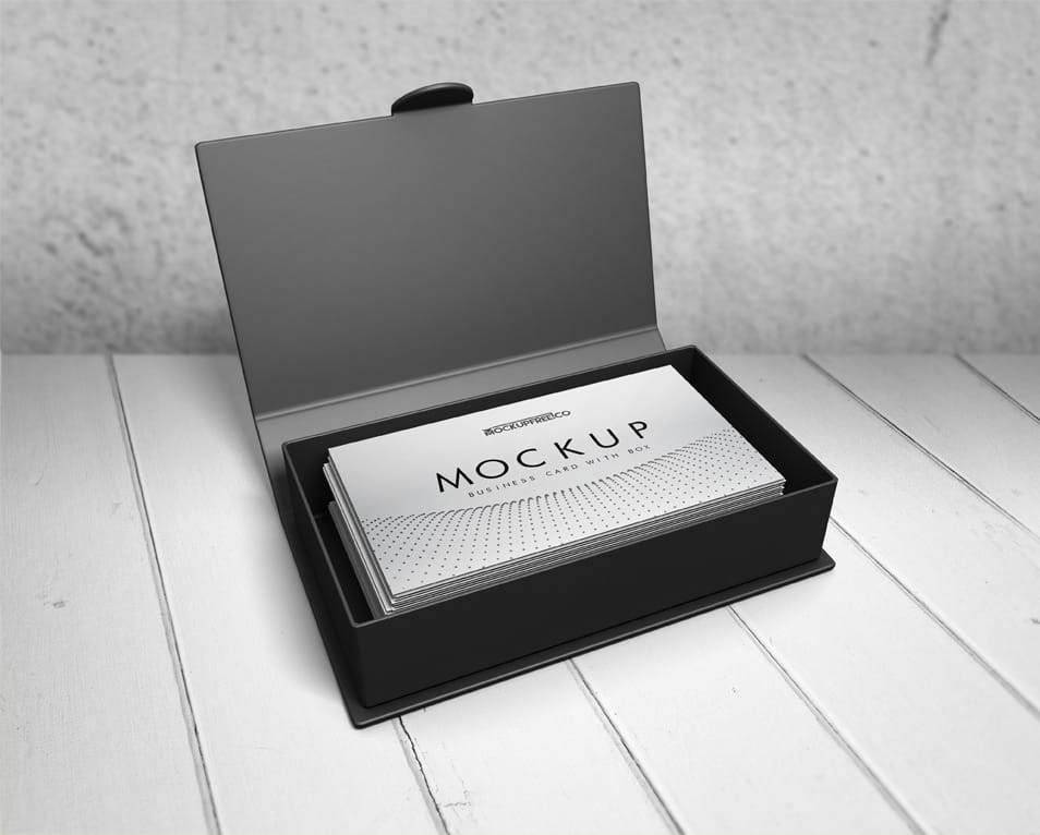 Business Card with Box Free PSD Mockups
