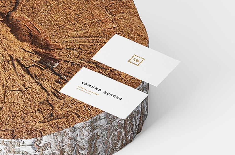 Business Cards On Wood
