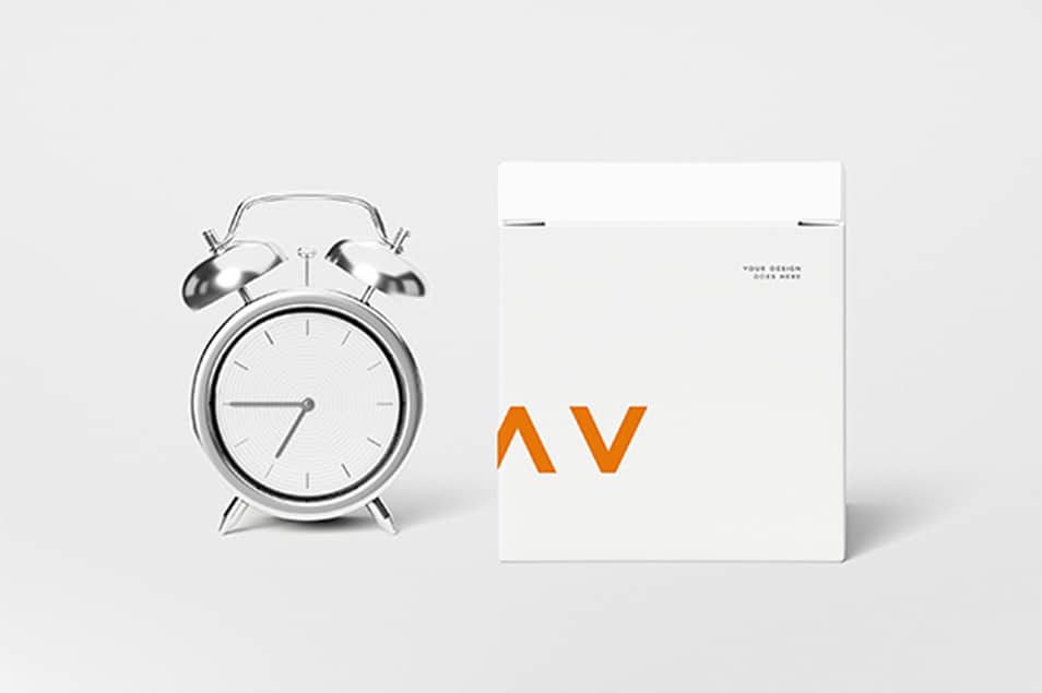 Clock With Box Mockup