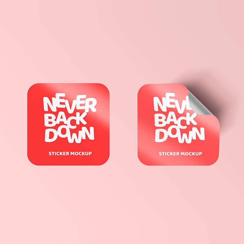 Curl Edged Sticker Mockups