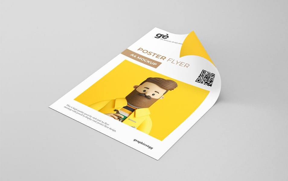 Curly Paper Flyer Mockup