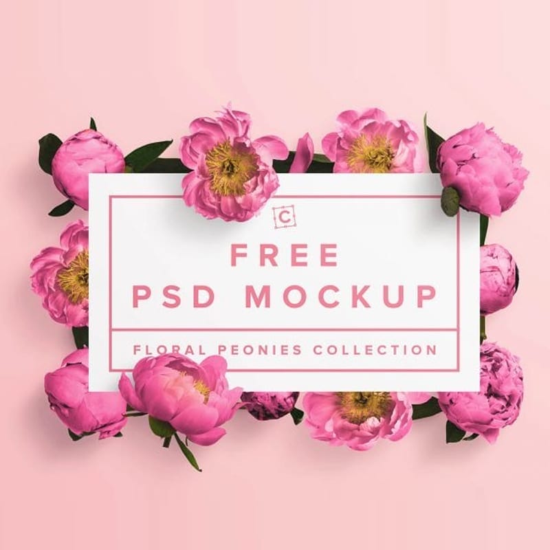 Floral Peonies Banner PSD Mockup