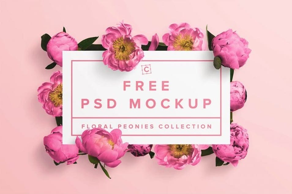 Floral Peonies Banner PSD Mockup