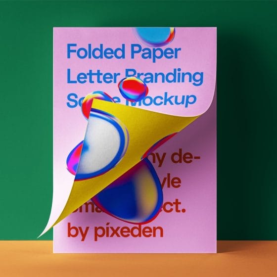 Folded Letter PSD Paper Mockup