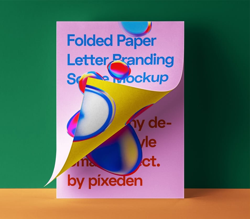 Folded Letter PSD Paper Mockup