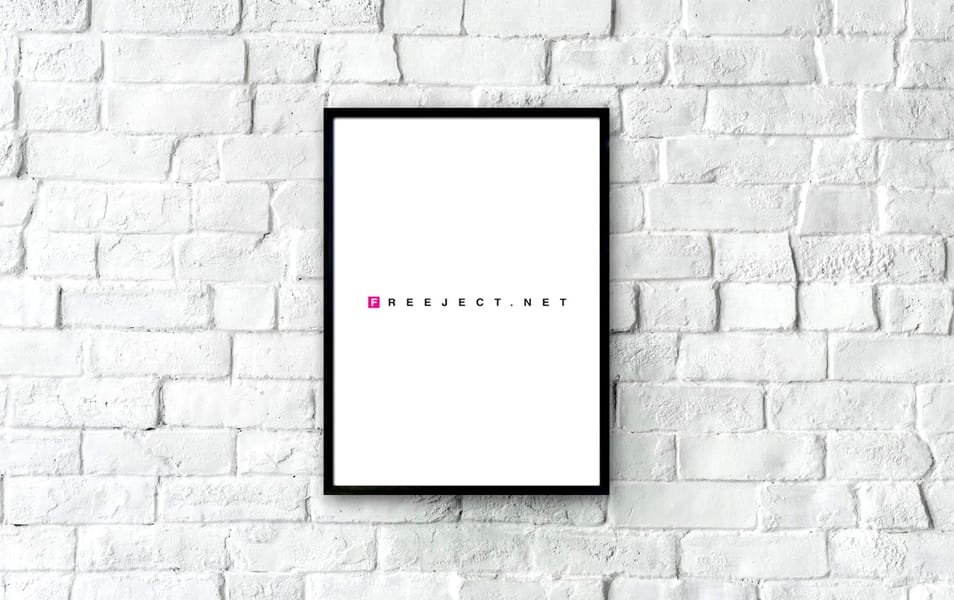 Frame with White Brick Wall Background Mock-Up Template