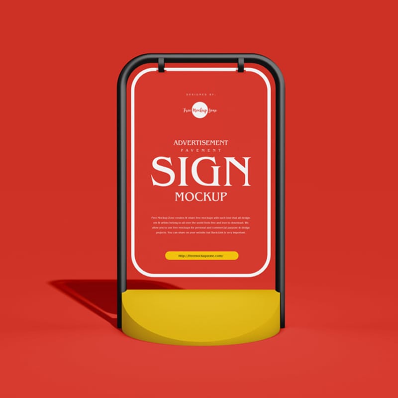 Free Advertisement Pavement Sign Mockup