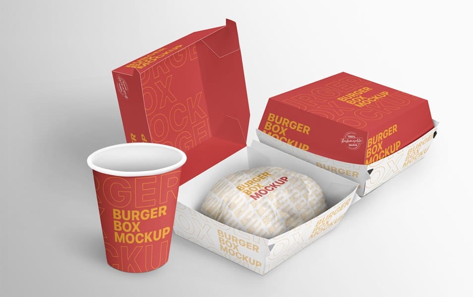Free Burger Box Mockup
