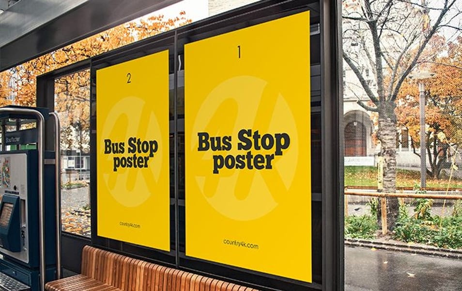 Free Bus Stop Poster MockUp