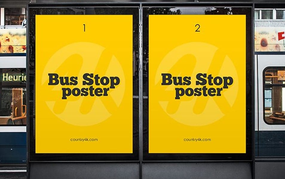Free Bus Stop Poster MockUp