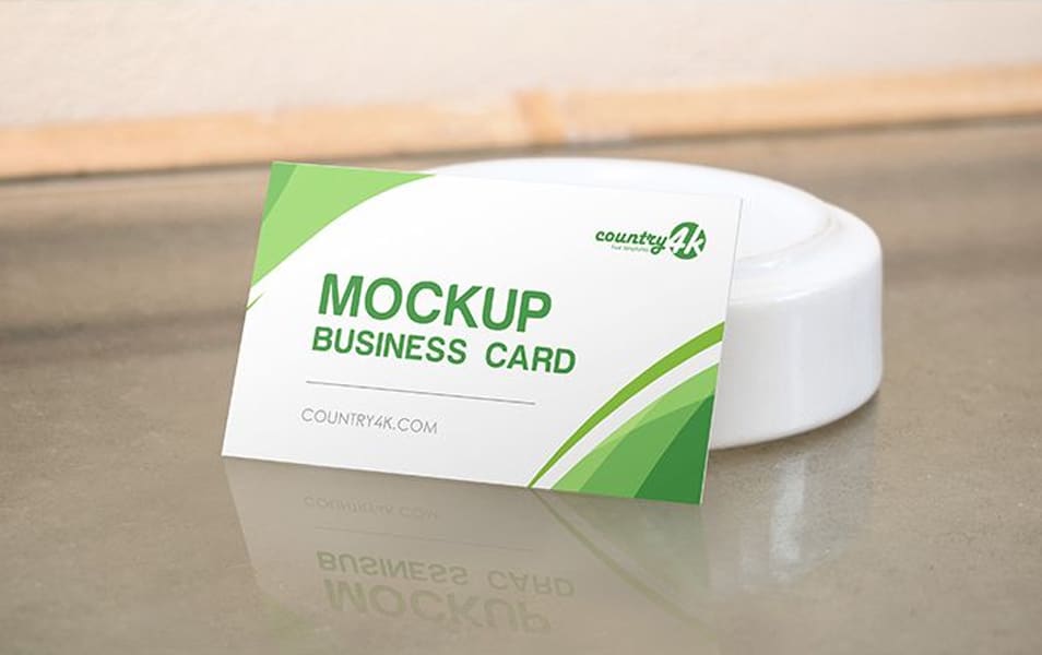 Free Business Card on the Table MockUp