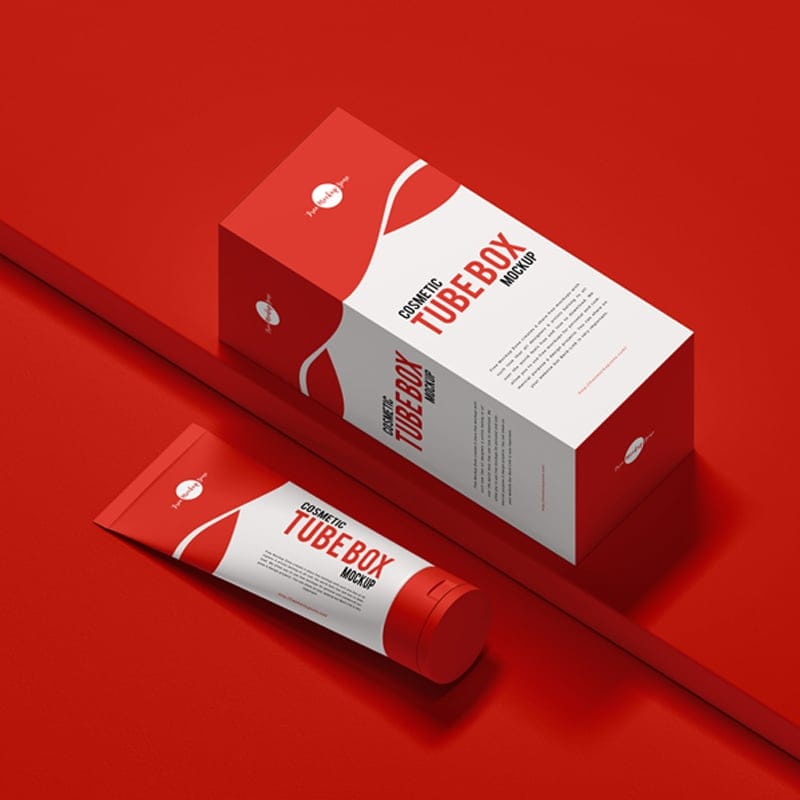 Free Cosmetic Tube Box Mockup