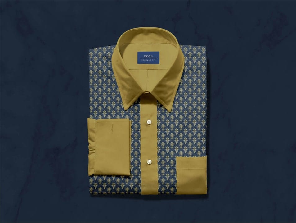 Free Folded Cotton Dress Shirt with Label Mockup PSD