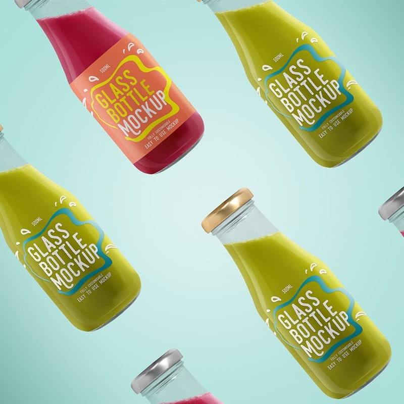Free Glass Bottle Mockup