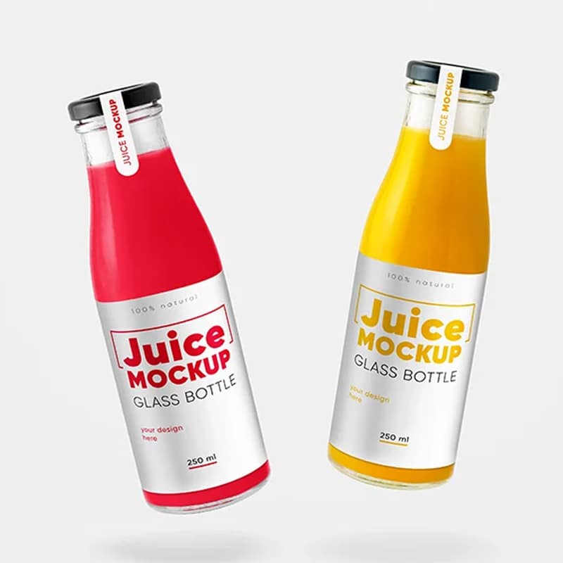 Free Glass Juice Bottle Mockup Set