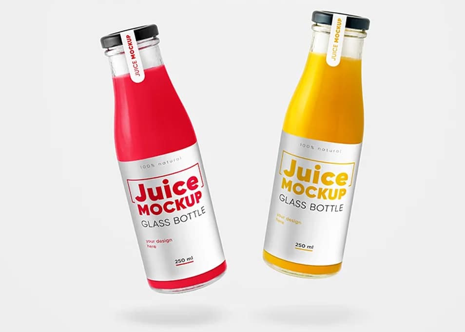 Free Glass Juice Bottle Mockup Set