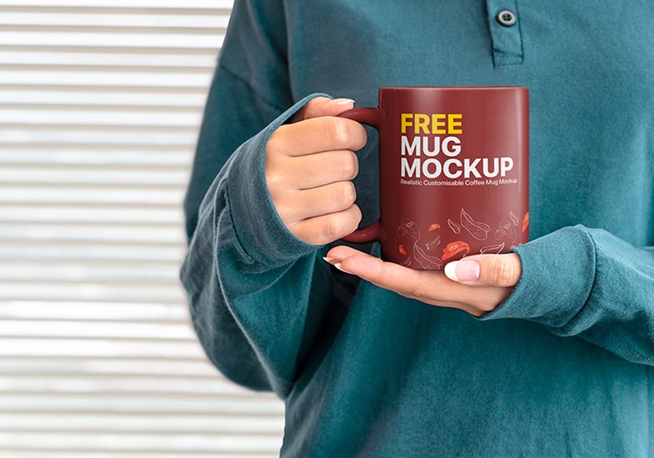 Free Hands Holding Mug Mockup