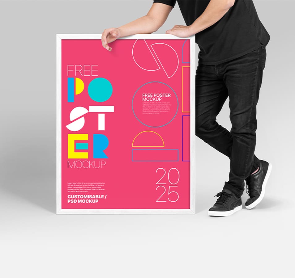 Free Hands Holding Poster Mockup