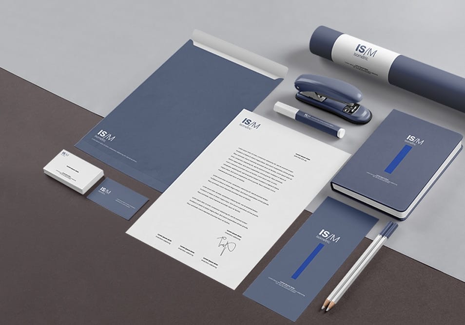 Free Isometric Stationery Mockup