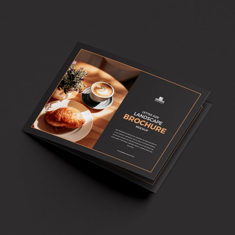Free Letter Size Landscape Brochure Mockup
