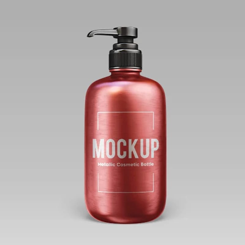 Free Metallic Cosmetic Bottle Mock-up in PSD