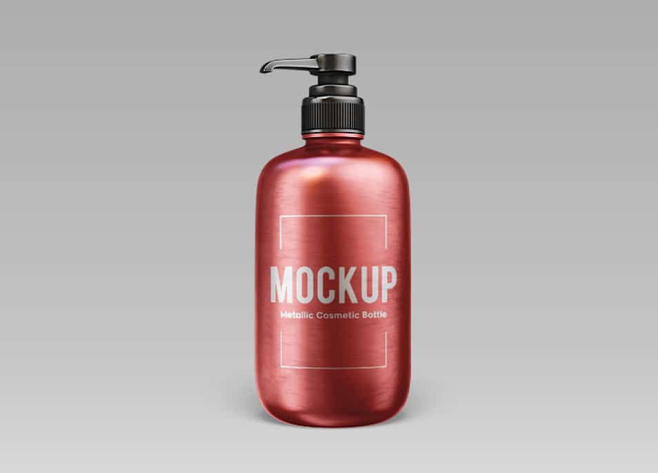 Free Metallic Cosmetic Bottle Mock-up in PSD