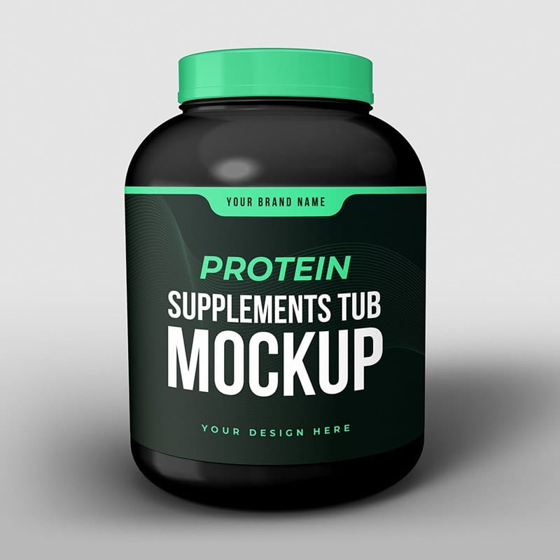 Free Protein Supplements Tub Mockup