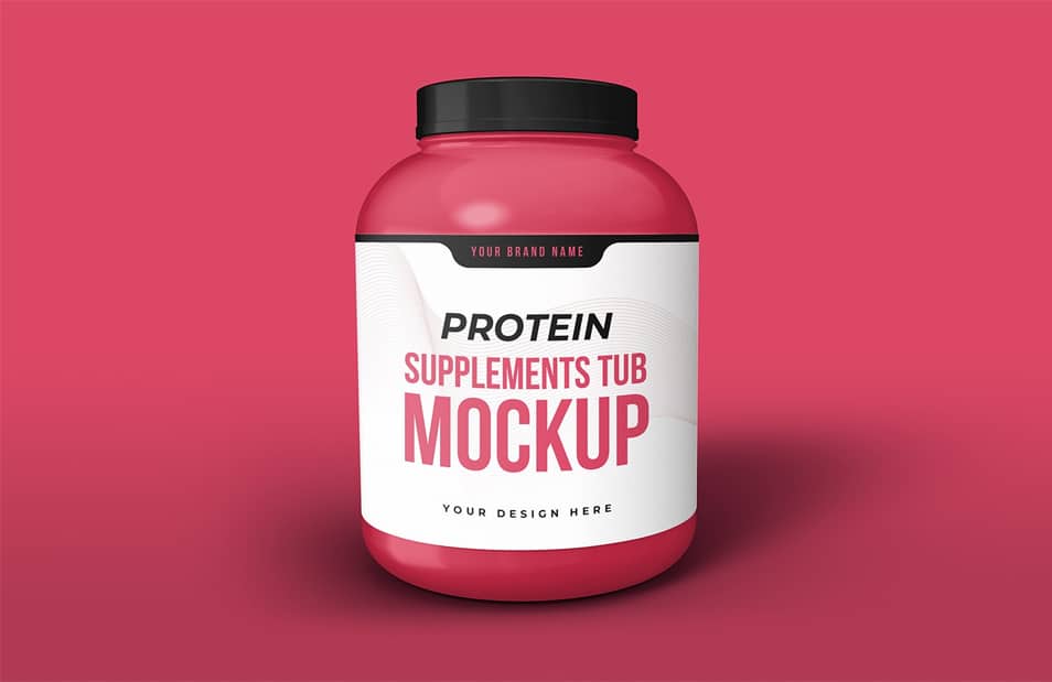 Free Protein Supplements Tub Mockup