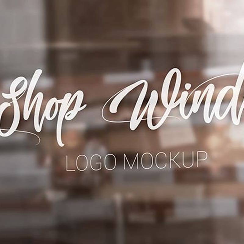 Free Shop Window Logo MockUp