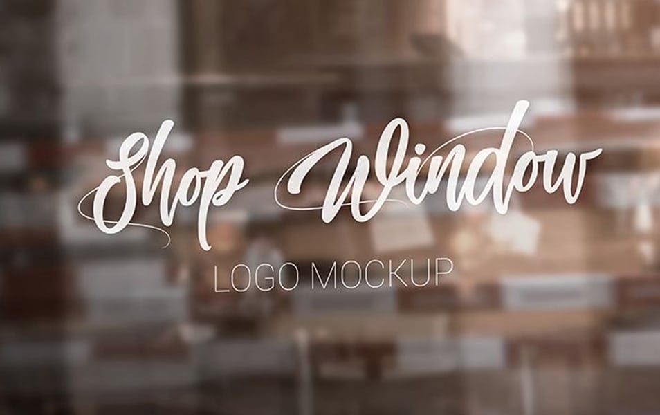 Free Shop Window Logo MockUp