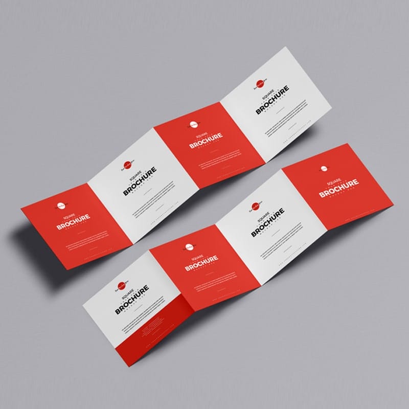 Free Square Four Fold Brochure Mockup