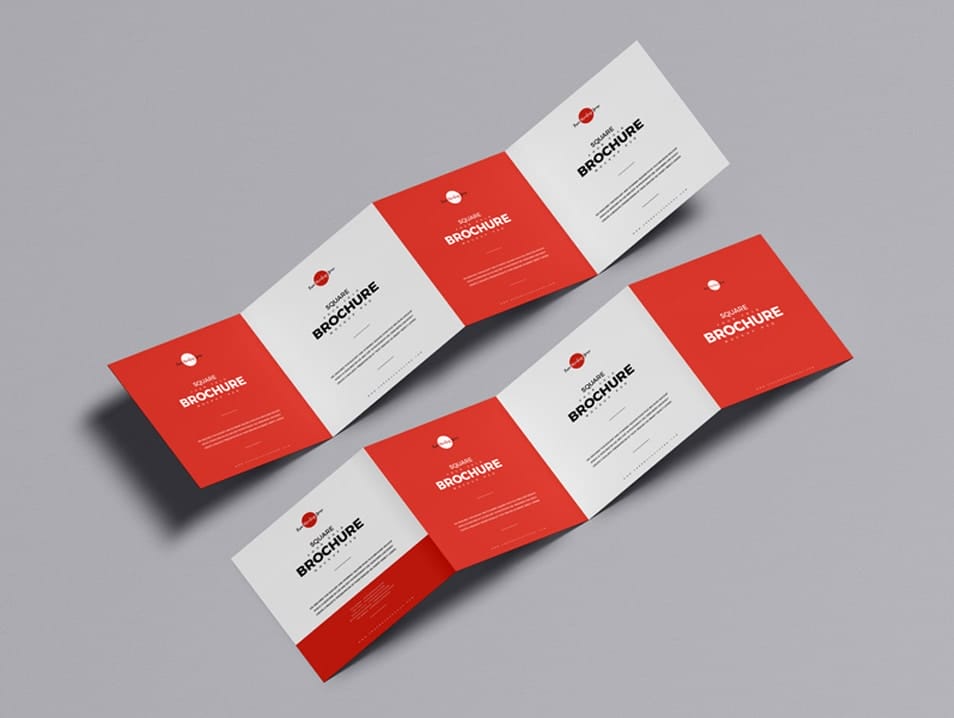 Free Square Four Fold Brochure Mockup
