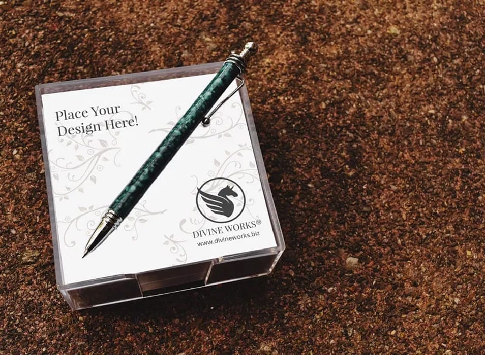 Free Sticky Note With Pen Mockup