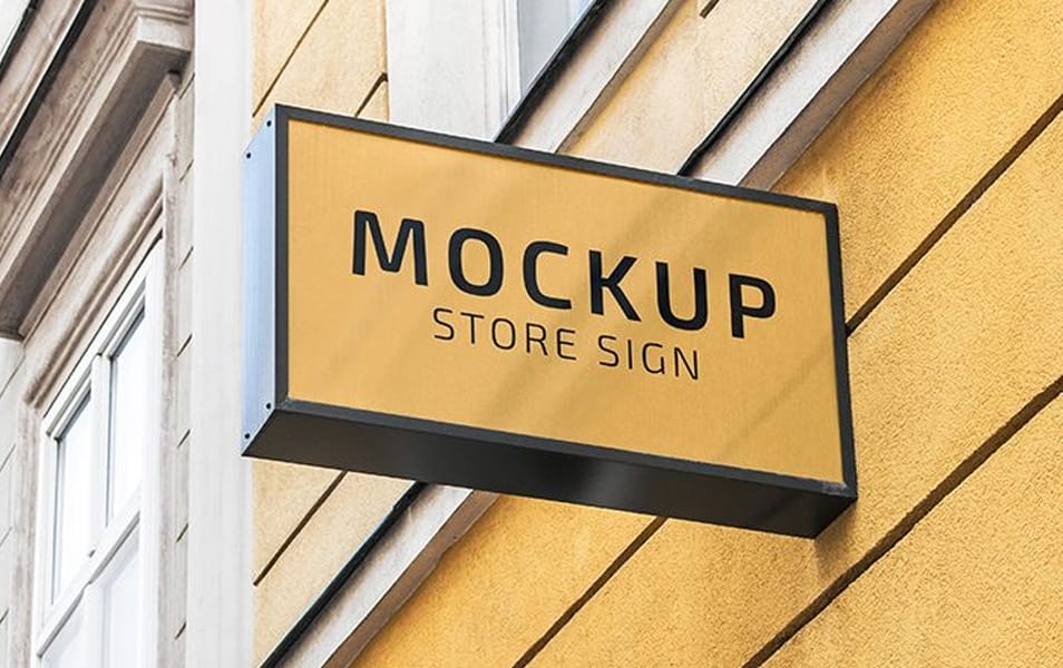Free Store Sign MockUp