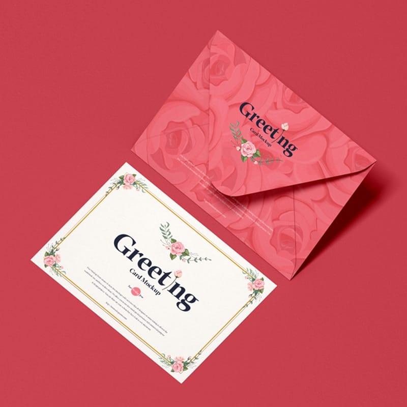 Free Top View Envelope With Greeting Card Mockup