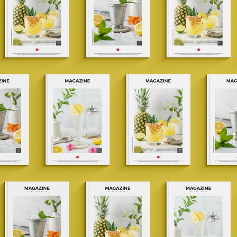 Free Top View Magazine Cover Set Mockup